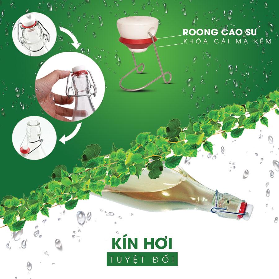 Chai thủy tinh vuông nắp cài kín hơi Swing 1L