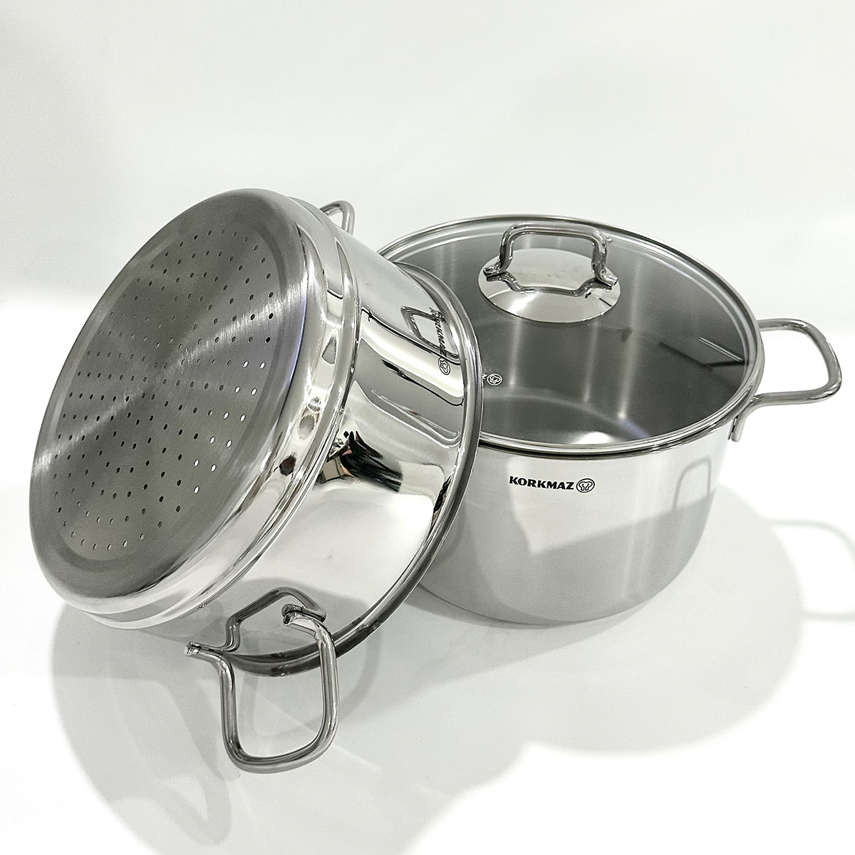 Bộ nồi xửng hấp inox 18/10 Korkmaz Perla 24cm-A1522