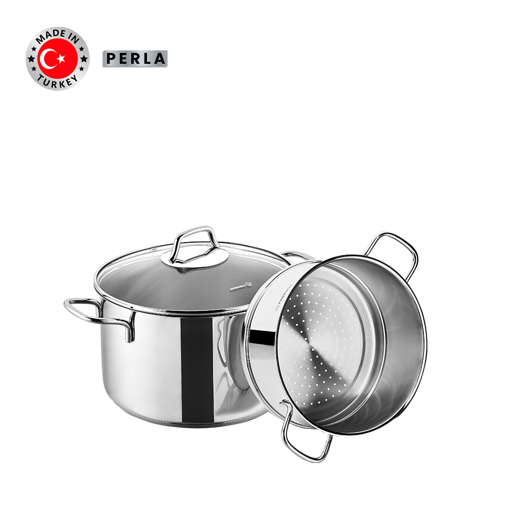 Bộ nồi xửng hấp inox cao cấp Korkmaz Perla - Ø20cm - A1521