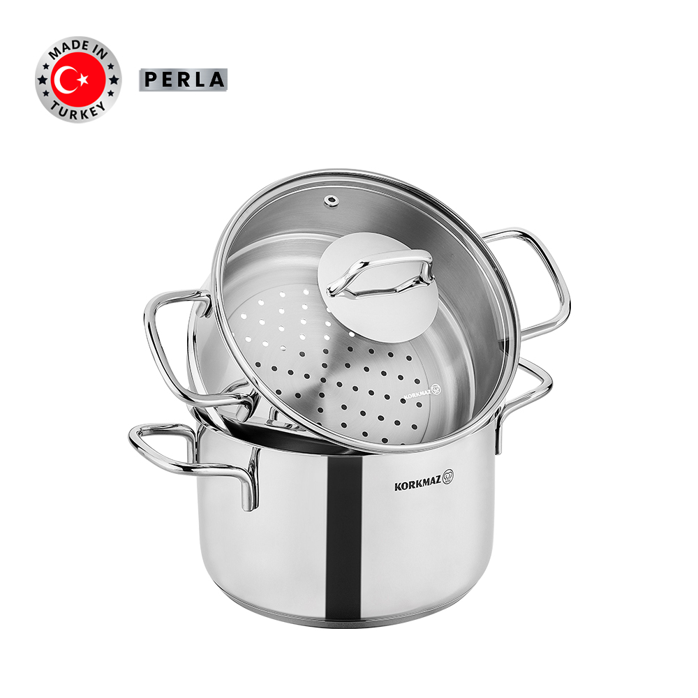 Bộ nồi xửng hấp inox 18/10 Korkmaz Perla 24cm-A1522