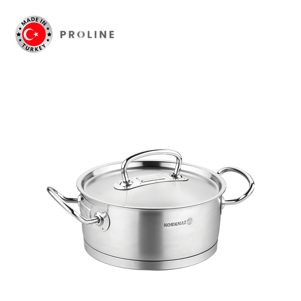 Nồi nấu bếp từ inox cao cấp Korkmaz Proline 2.8 lít thân thấp - Ø20x9cm - A1169