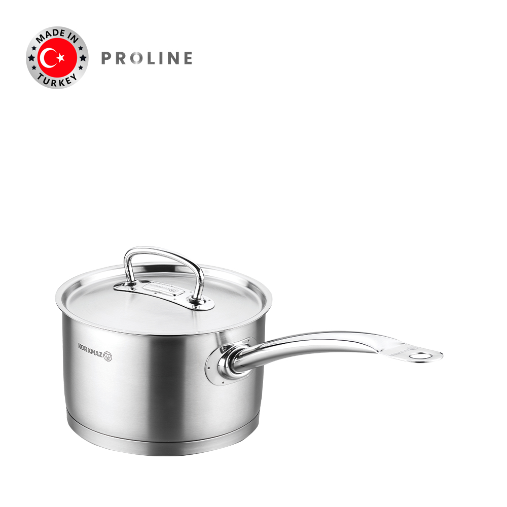 Quánh inox nấu bếp từ cao cấp Korkmaz Proline 2 lít có nắp inox - Ø16x10cm -  A1157