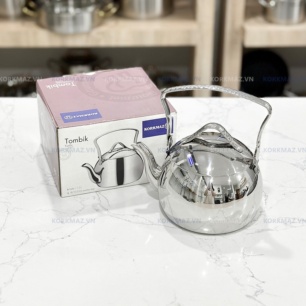 Ấm inox cao cấp Korkmaz Tombik 1 lít - Ø14x11cm - A092
