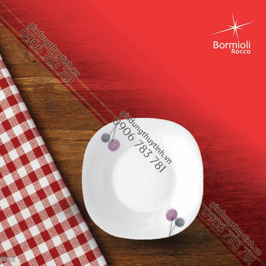 Parma Geoflwers Purple đĩa soup thủy tinh vuông 23 x 23 - Bormioli Rocco