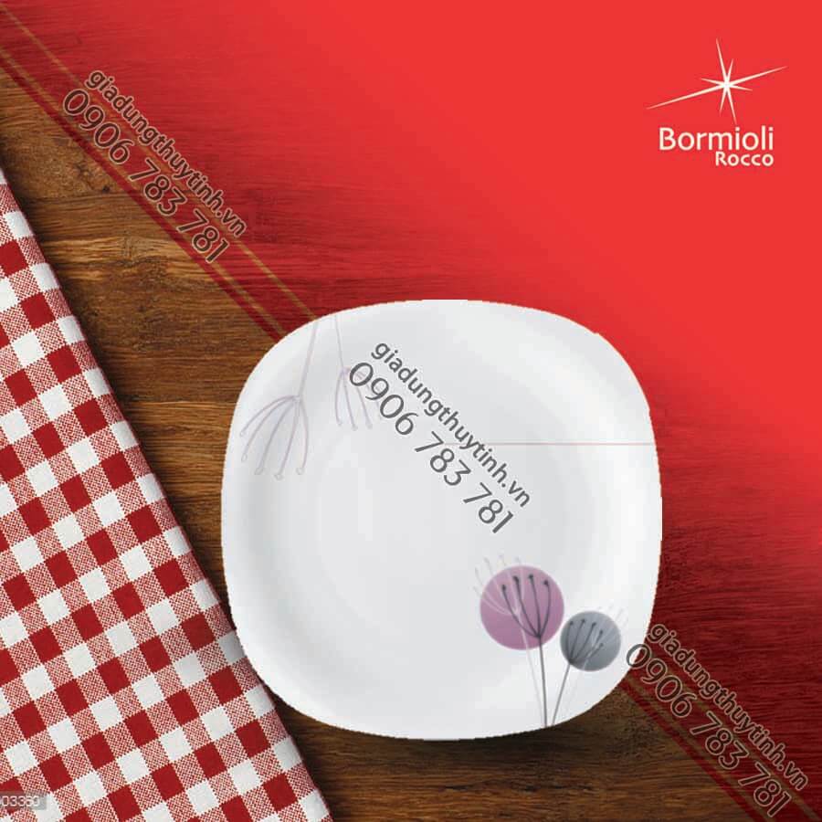 Parma Geoflowers Purple đĩa thủy tinh vuông 27 x 27 - Bormioli Rocco