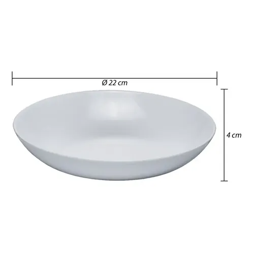 Đĩa soup thủy tinh tròn White moon 22 cm
