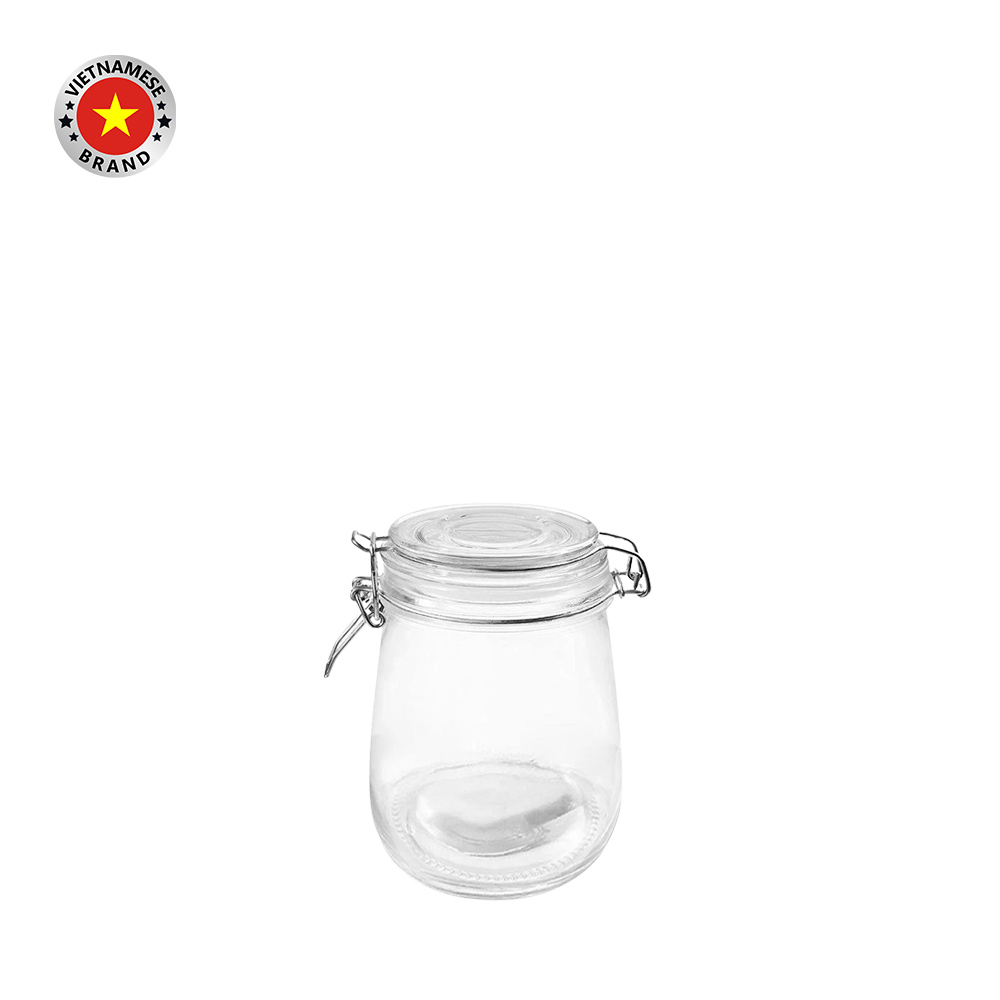 Hũ thủy tinh tròn nắp cài inox 0.75L - SAPATA