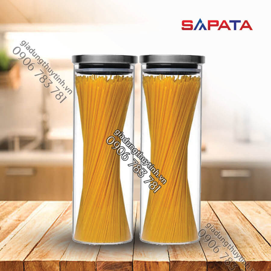 Combo 2 hũ thủy tinh tròn nắp inox hít kín hơi 2L - SAPATA