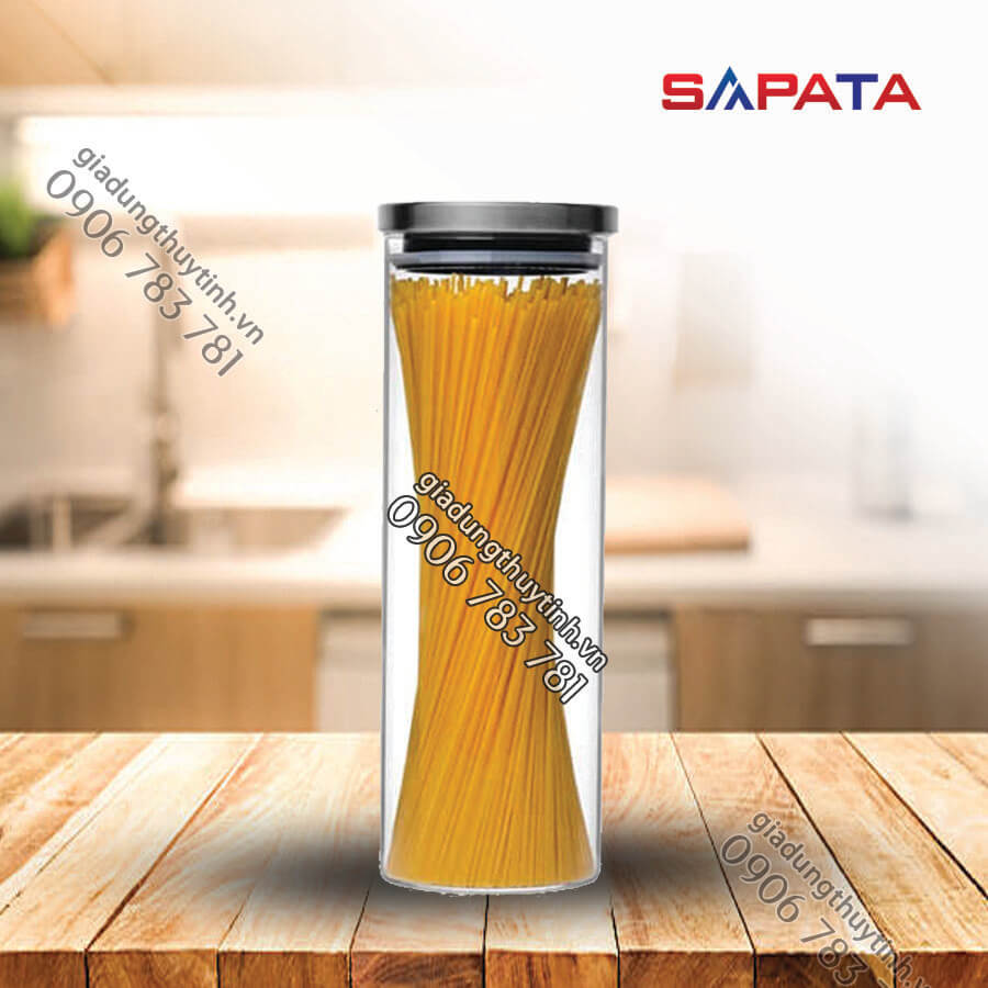 Hũ thủy tinh tròn nắp inox hít kín hơi 2L - SAPATA