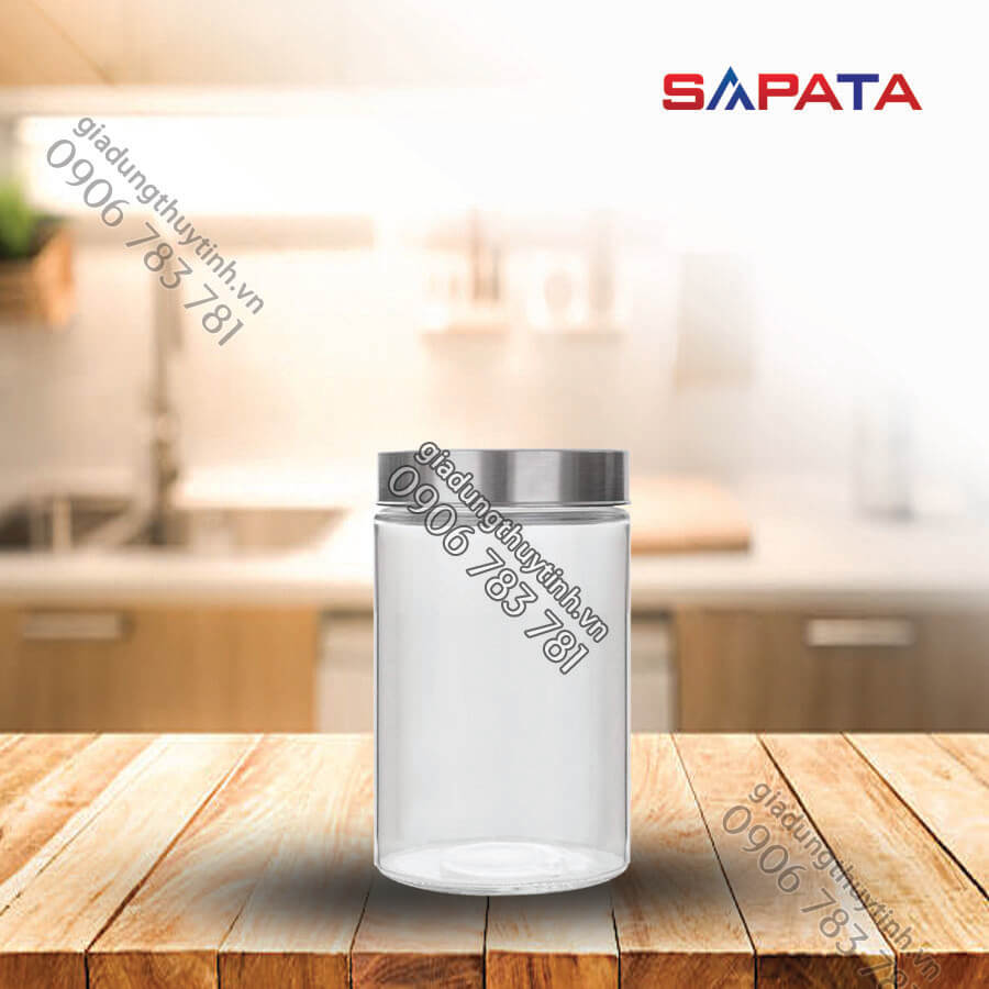 Hũ thủy tinh tròn nắp vặn inox 1.1L - SAPATA