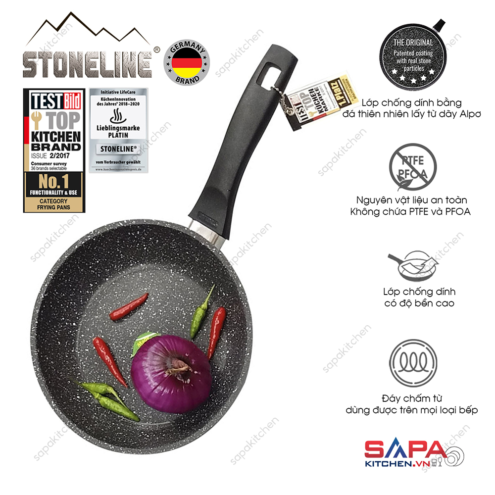 Chảo cạn chống dính phủ đá thiên nhiên Stoneline 20cm sử dụng bếp từ