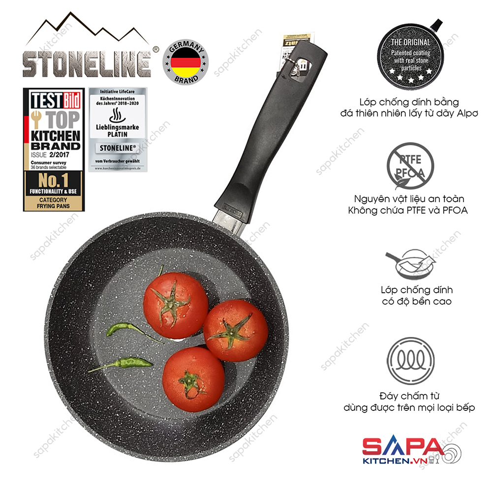 Chảo sâu chống dính phủ đá thiên nhiên Stoneline 24cm sử dụng bếp từ