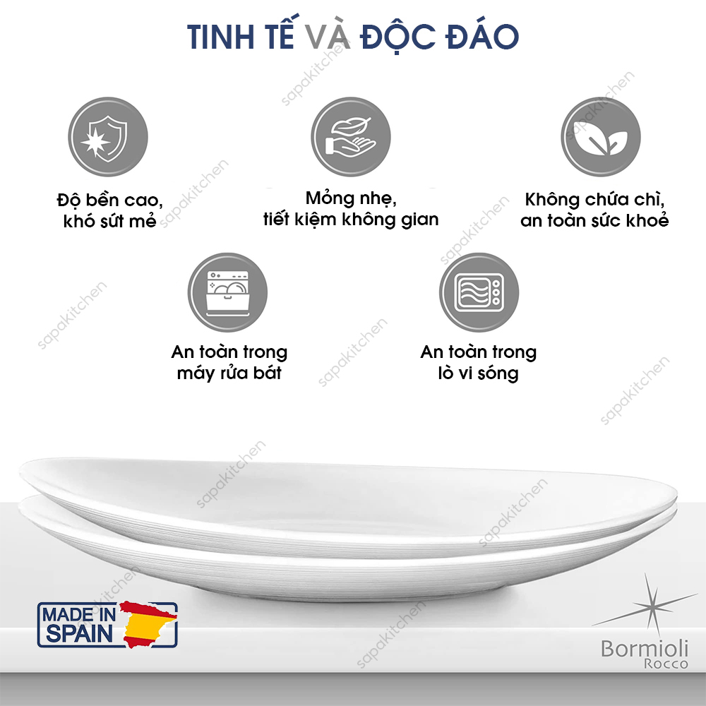 Đĩa soup thủy tinh oval Prometeo 23 x 20 cm