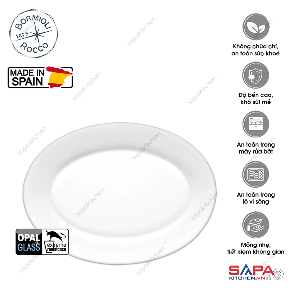 Đĩa thủy tinh oval nhỏ Toledo 22 cm