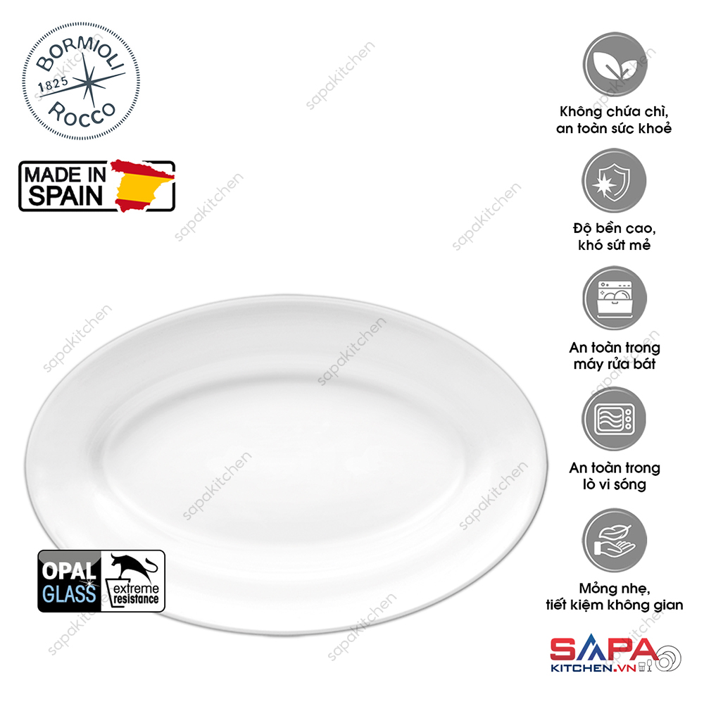 Đĩa thủy tinh oval nhỏ Toledo 22 cm