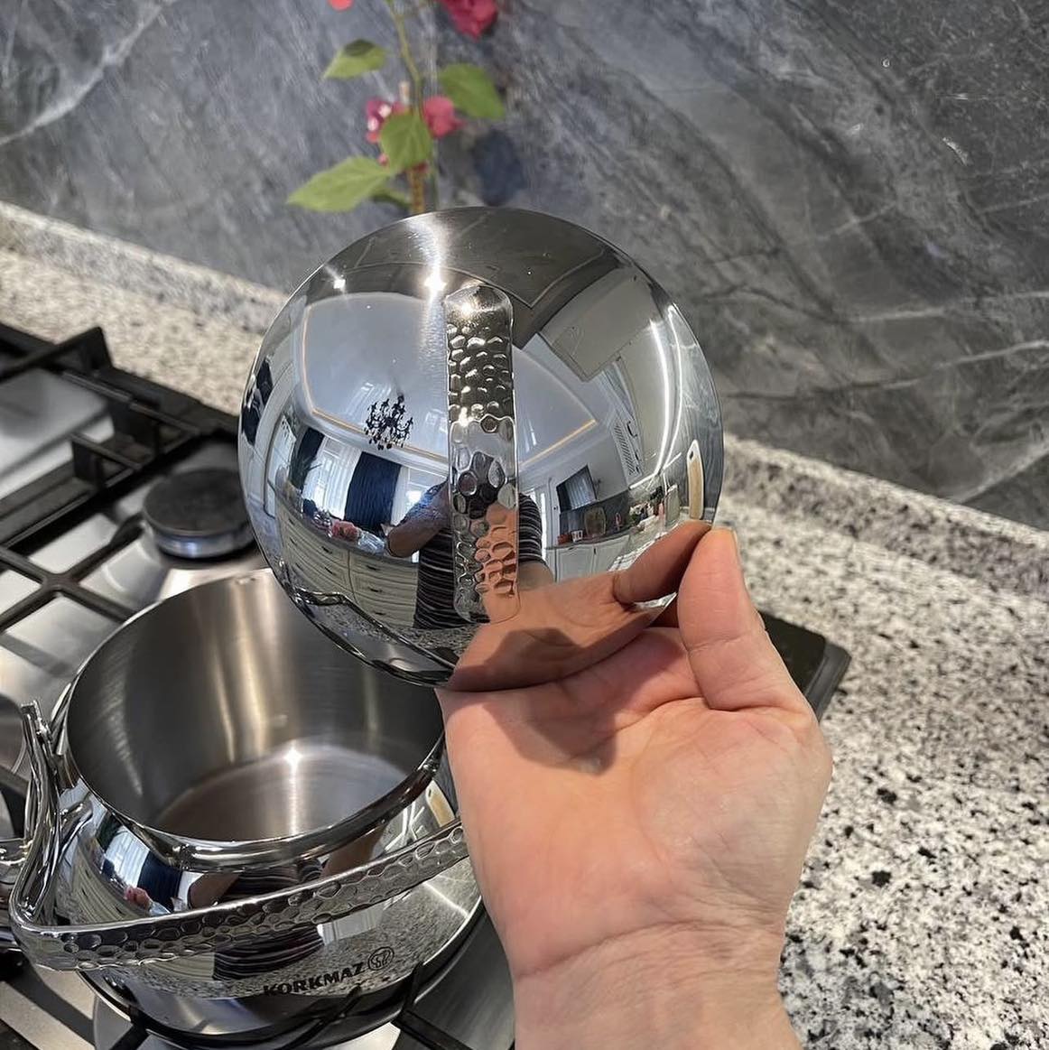 Ấm inox cao cấp Korkmaz Tombik 3.5 lít - Ø17x20cm - A094