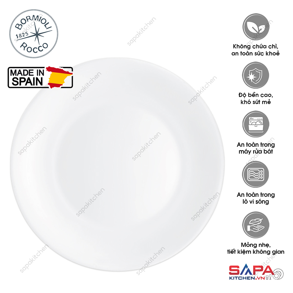 Đĩa thủy tinh tròn lớn White moon 27 cm