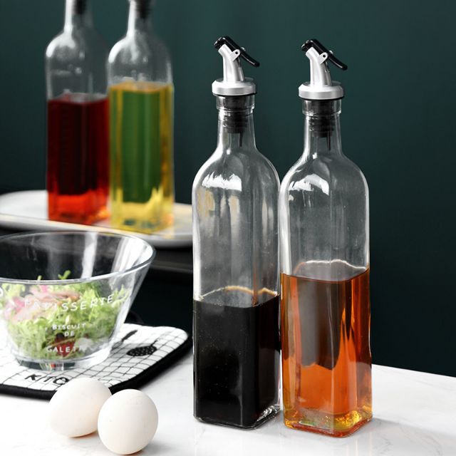 Chai rót gia vị thủy tinh vuông 500ml - SAPATA