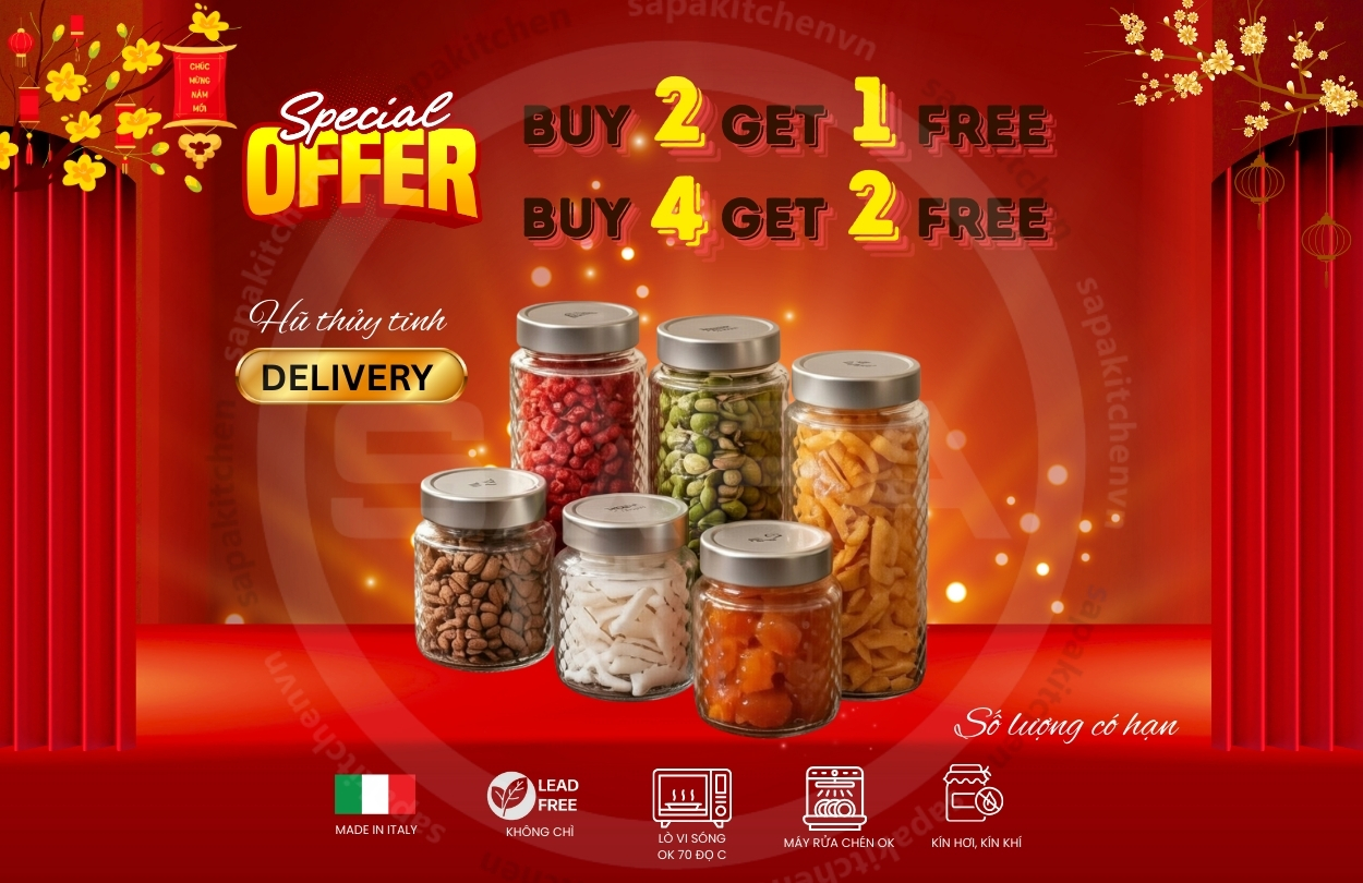 Ấm inox Tombik 3.5L tặng bộ tách đĩa trà thủy tinh 12 món