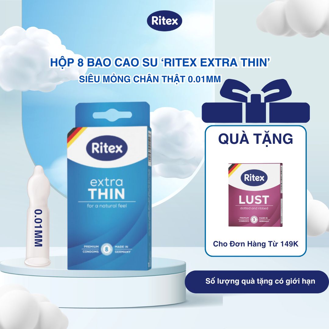 EXTRA THIN – SIÊU MỎNG NHẤT (HỘP 8 CHIẾC),TẶNG kèm quà tặng