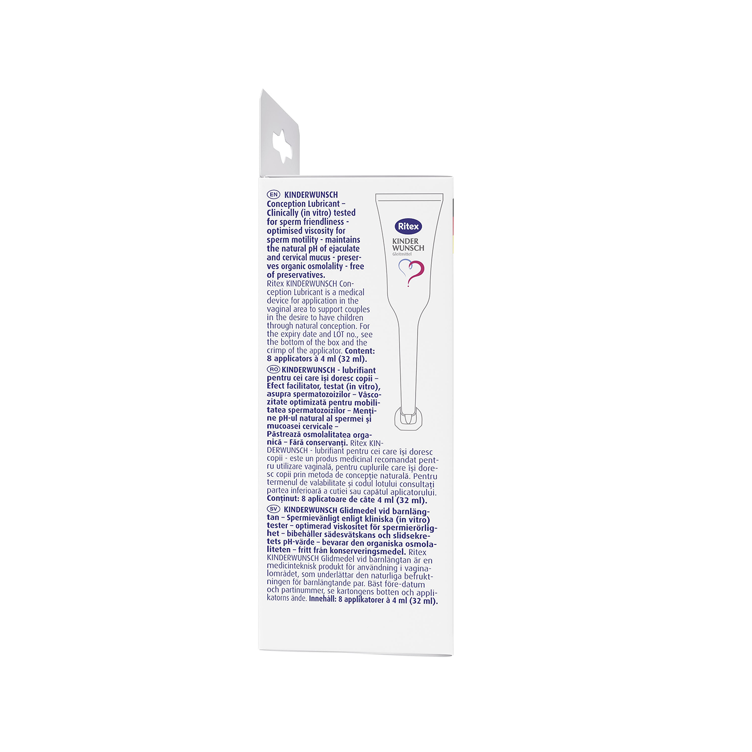 Gel tạo môi trường Ritex Kinder Wunsch - Hỗ trợ thụ thai tự nhiên (Lẻ 4 tuýp) - Tặng kèm  que thử (thử trứng & thử thai)