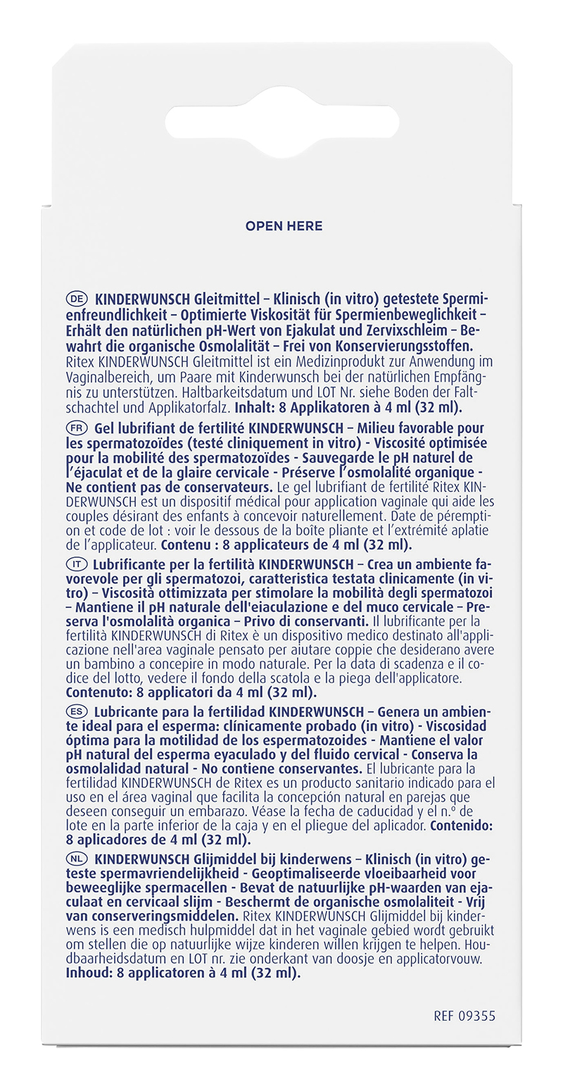 Gel tạo môi trường Ritex Kinder Wunsch - Hỗ trợ thụ thai tự nhiên (Lẻ 4 tuýp) - Tặng kèm  que thử (thử trứng & thử thai)