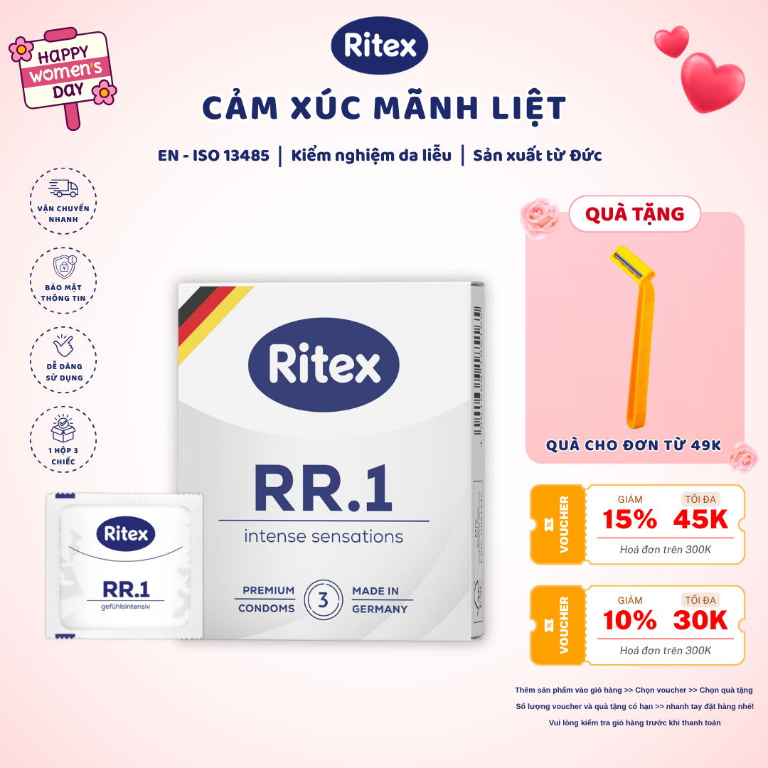 RR.1 - CẢM XÚC MÃNH LIỆT (Hộp 3C), tặng kèm dao cao râu