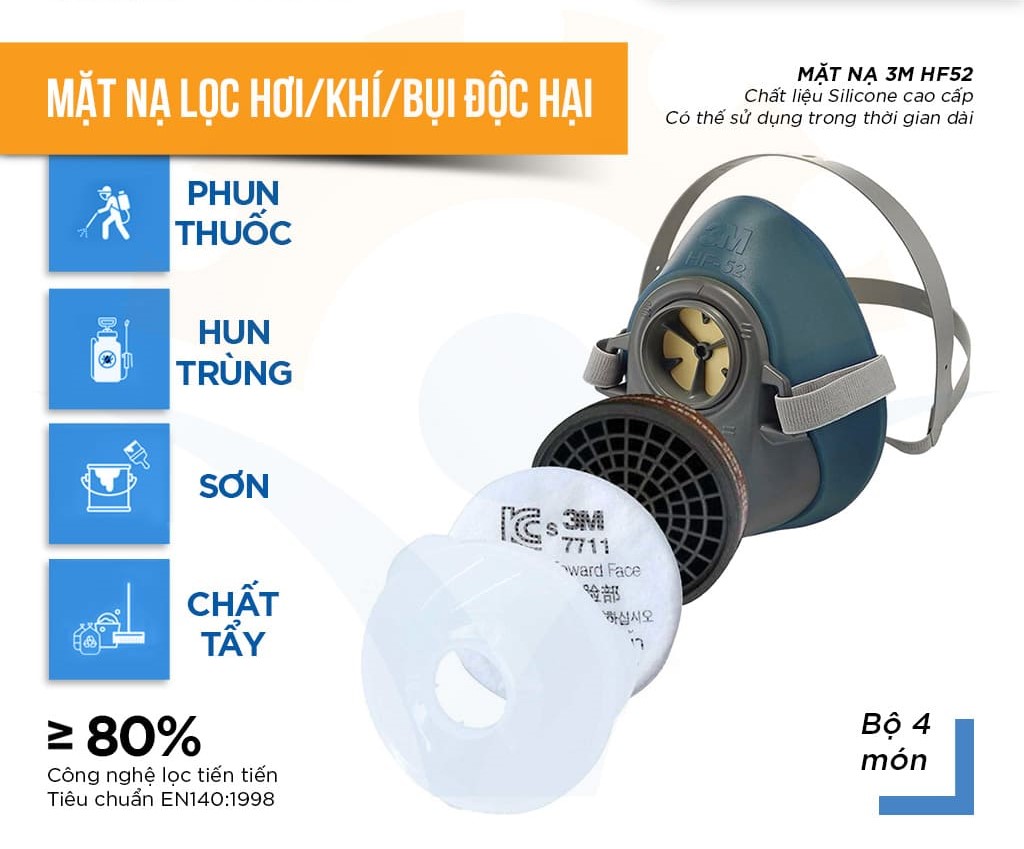 mặt nạ phòng độc 3M chính hãng HF52 kèm phin lọc 3301K