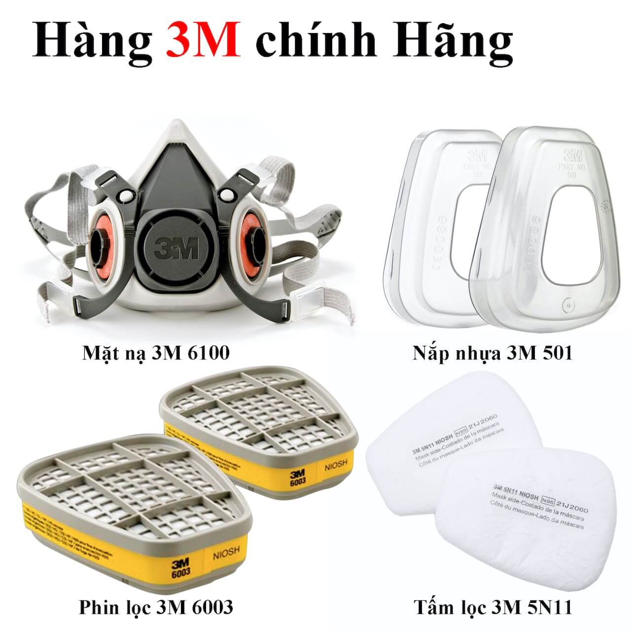 BỘ MẶT NẠ PHÒNG ĐỘC 3M 6200 KẾT HỢP PHIN LỌC 3M 6003 LỌC HƠI HỮU CƠ