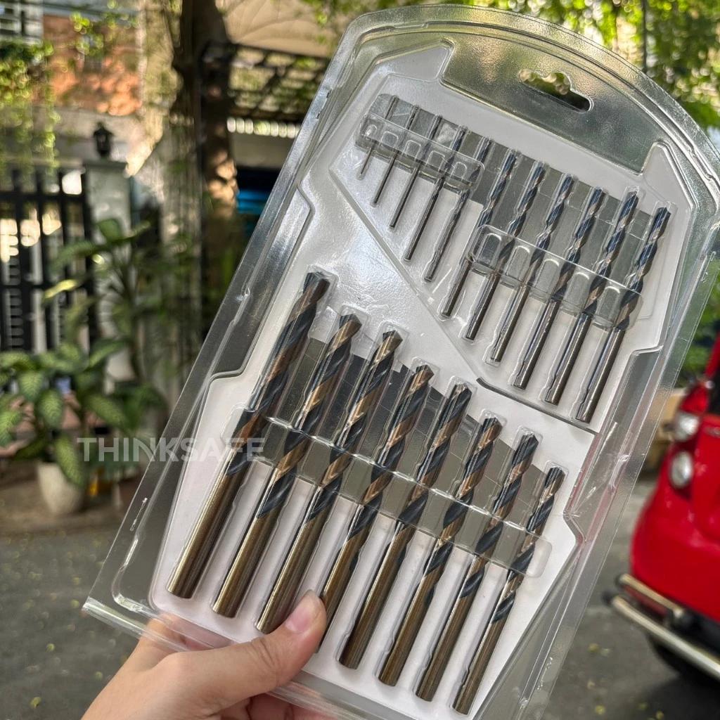 Bộ mũi khoan kim loại HSS 6-19 chi tiết Total nhiều kích thước 1-10mm Mũi khoan sắt, khoét lỗ kim loại -  Thinksafe