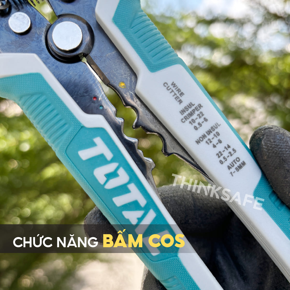 Kìm tuốt dây điện tự động Total THT15246 3 chức năng tuốt cắt uốn dây điện đồng nhôm, kìm điện đa năng - Thinksafe