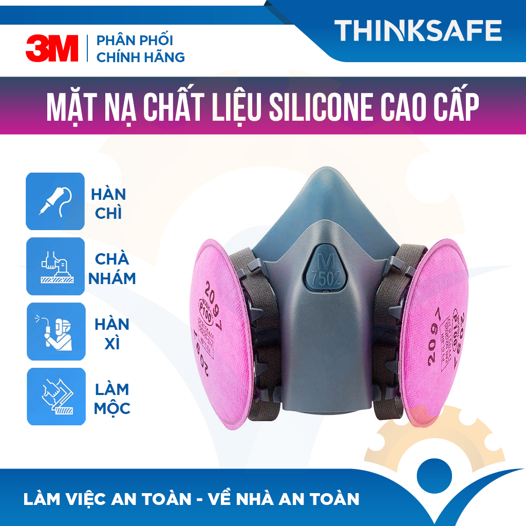 Bộ Mặt Nạ Phòng Độc 3M 7502 Kèm Phin 3M 2097 | Phòng dịch, khói hàn