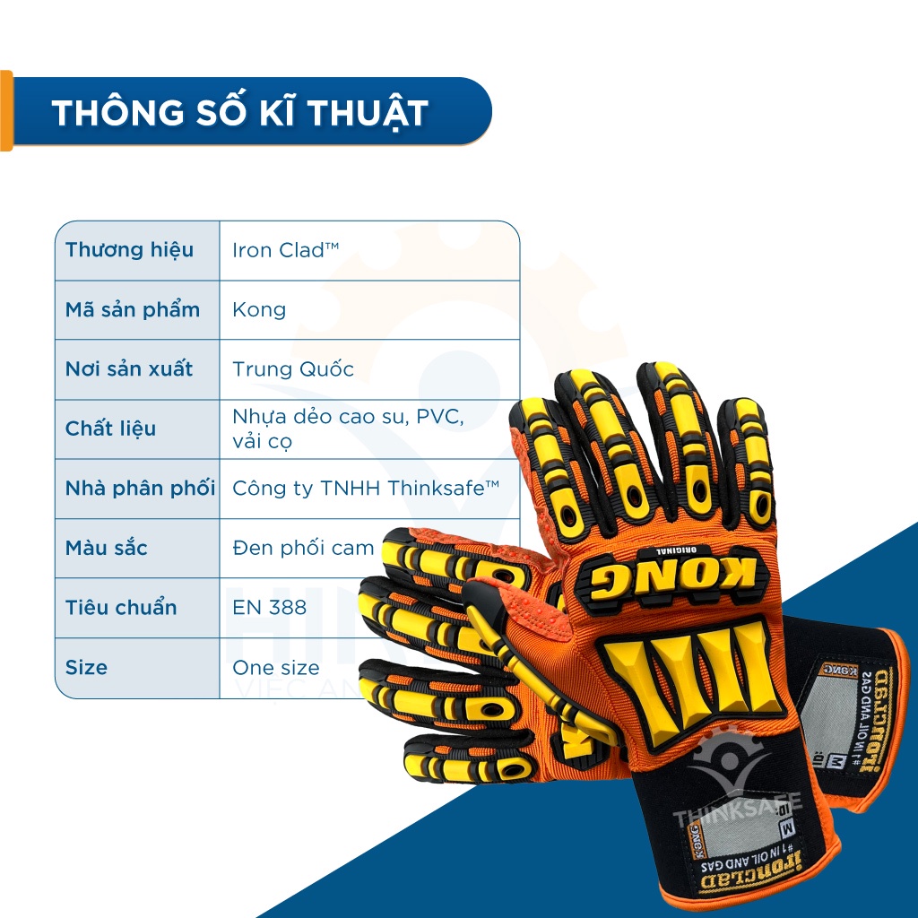 Găng tay bảo hộ chống va đập KONG Bao tay bảo hộ chống rung, chống va đập máy móc cơ khí, găng chống dập ngón
