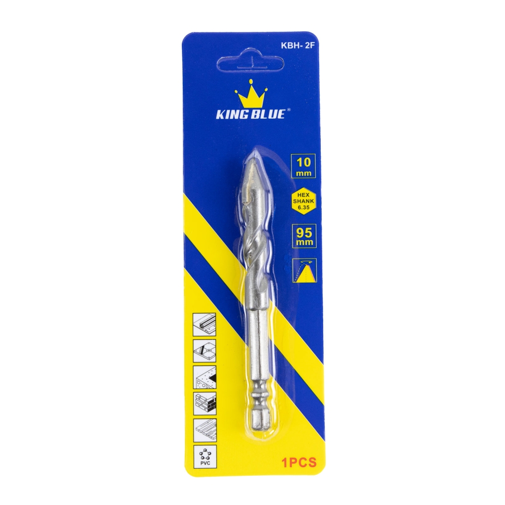 Combo 10 mũi khoan đa năng lục giác KingBlue KBH2F kích thước 4 - 12mm, dài 95mm khoan đá, kính, bê tông, gạch men, sắt
