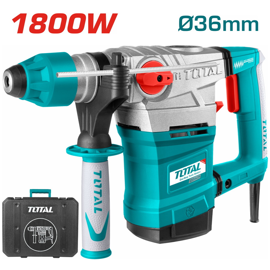 Máy khoan đục bê tông Total 1050W - 1800W đầu gài mũi SDS plus kèm 3 mũi khoan 2 mũi đục Máy khoan Total chính hãng