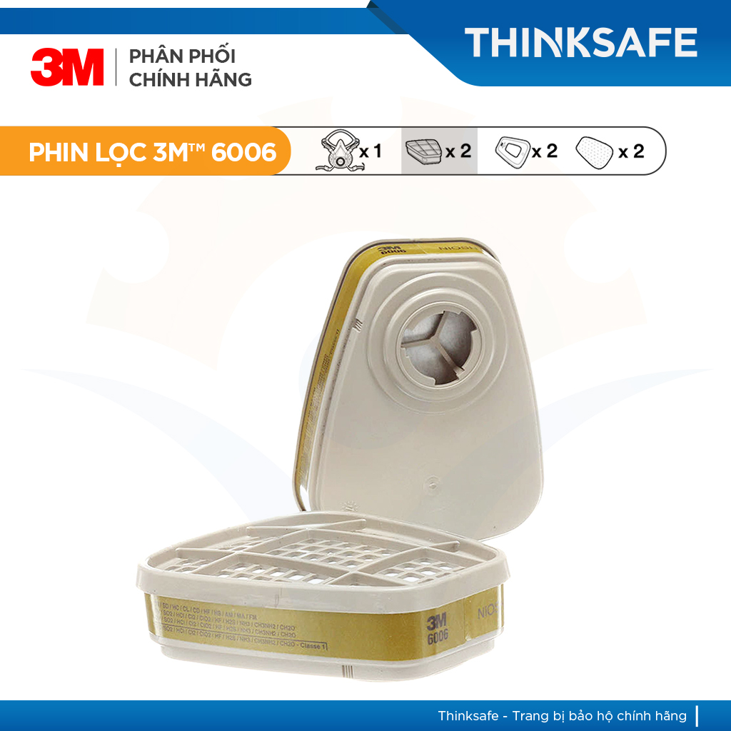 Bộ Mặt Nạ Phòng Độc 3M 6200 Kèm Phin lọc 3M 6006 | Methilamin, Formaldehit, HF