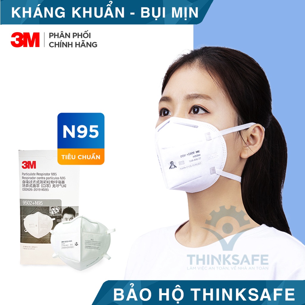 Khẩu trang 3M 9502 dây qua gáy vải kháng khuẩn, màu trắng 4d, đẹp, dùng cho y tế dạt chuẩn N95 Khẩu trang 3M chính hãng
