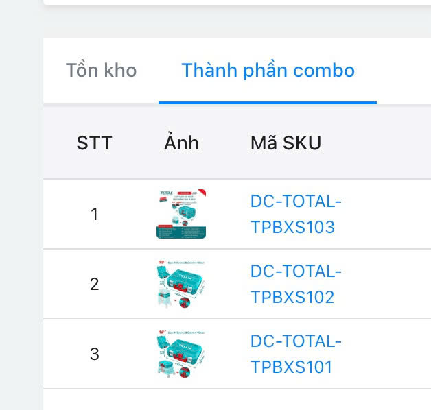 Hộp Đựng Đồ Nghề Xếp Chồng TOTAL TPBXS101/ TPBXS102/ TPBXS103 lòng sâu mẫu mới kích thước 16-19 inch,
