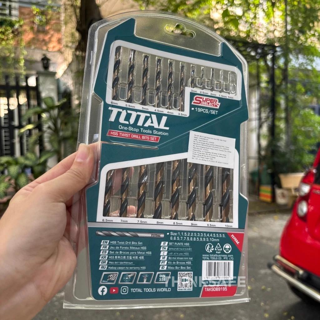 Bộ mũi khoan kim loại HSS 6-19 chi tiết Total nhiều kích thước 1-10mm Mũi khoan sắt, khoét lỗ kim loại -  Thinksafe