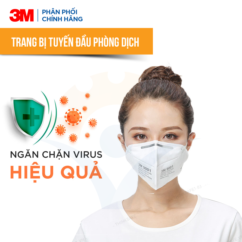 Khẩu Trang 3M 9001 Kháng Khuẩn, Bụi Mịn | Tiêu chuẩn KN90