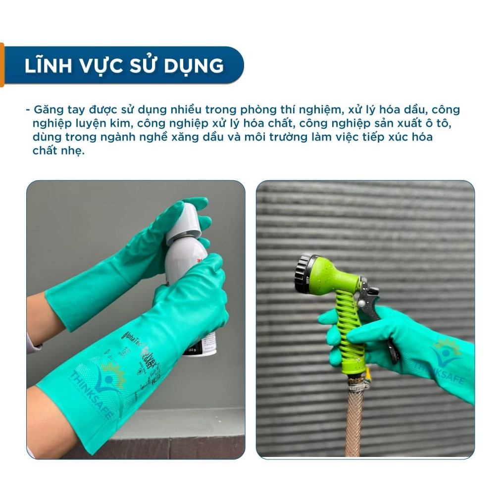 Găng tay cao su chống hóa chất Ansell 37-176 chuyên chống dầu nhớt, chống hoá chất thoáng khí, công nghiệp - THINKSAFE