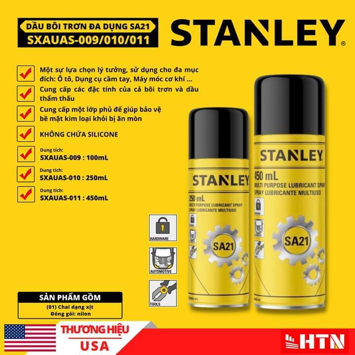 Bình xịt chống rỉ sét và bôi trơn 100ml Stanley SA21