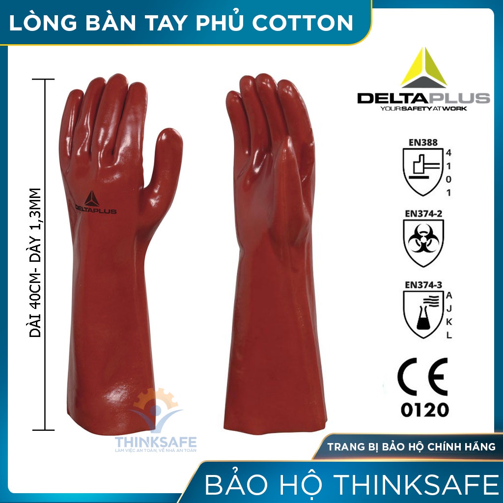 Găng tay chống hóa chất Deltaplus PVCC400 chống dầu, hóa chất chuyên dùng công việc cơ khí máy móc