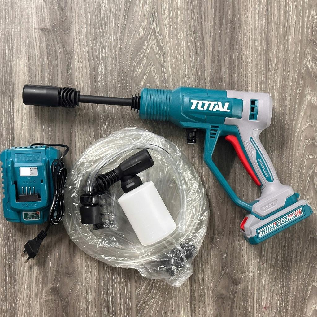 Máy xịt rửa áp lực pin 20V Total TPWLI20362 Máy rửa xe pin 24.8 bar, lưu lượng 2.8 lít/phút kèm phụ kiện