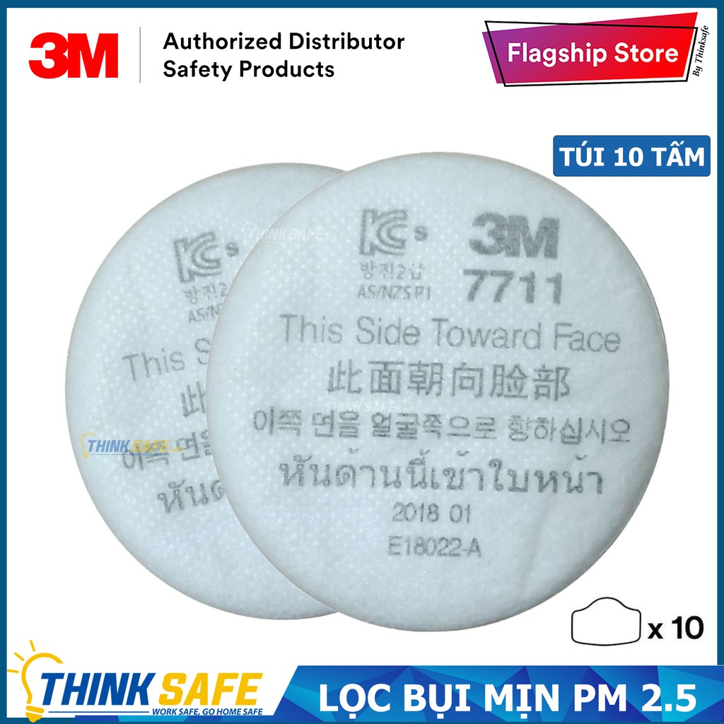 Combo Phin lọc 3M 3301k, 10 tấm bông lọc 3M 7711 và 1 tấm nắp 774, phòng độc, trang bị phòng độc, chống bụi - THINKSAFE