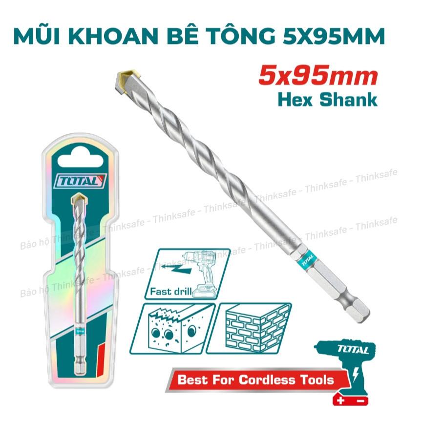 Mũi khoan bê tông không tắc kê TOTAL mẫu mới, kích thước 4-10mm chuôi lục giác khoan ngọt trên bê tông, xi măng, gạch