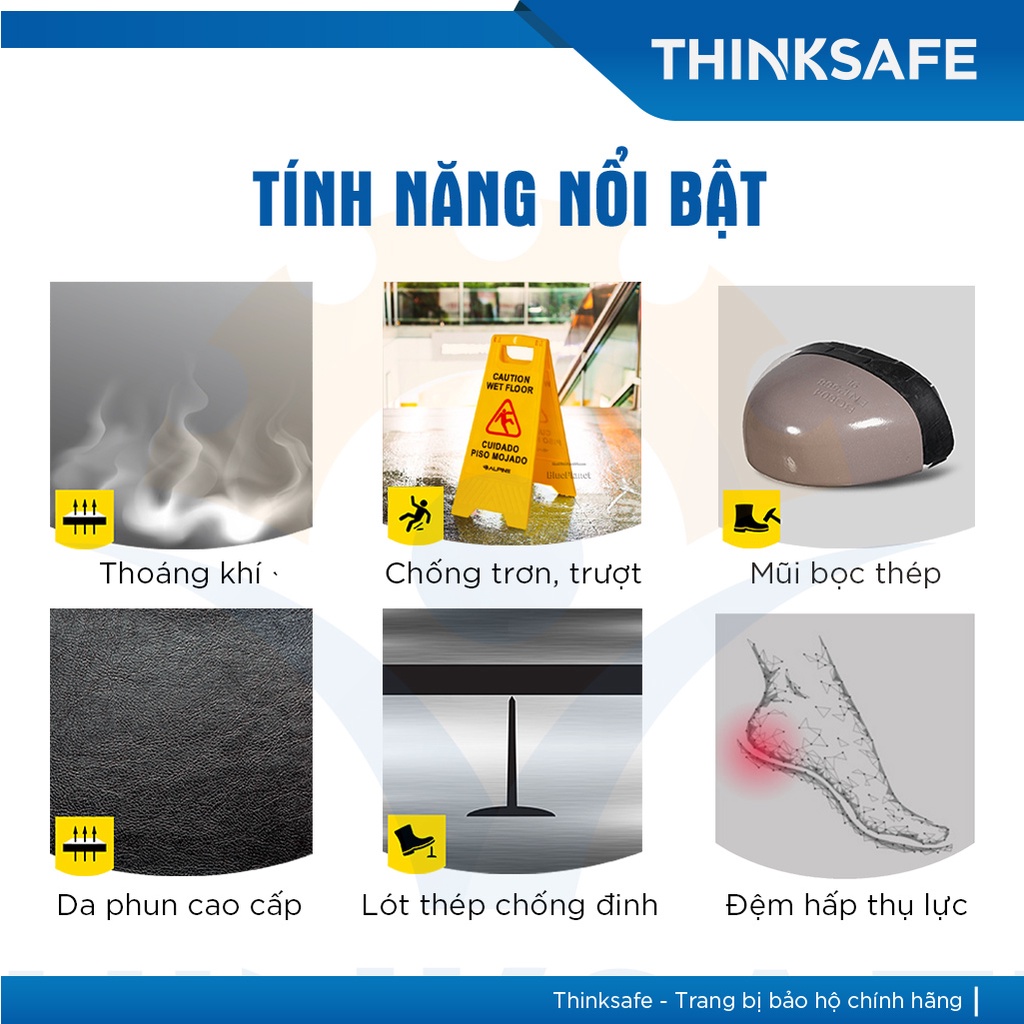 Giày bảo hộ hàn quốc Hans HS55 chống nước, chống đinh, va đập, trơn trượt Giày công trình, nhà máy cao cấp - THINKSAFE