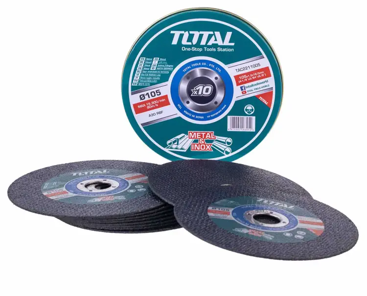 Đĩa cắt kim loại TOTAL TAC2101051 kích thước 105mm, dùng cắt kim loại, inox mặt trung tâm đĩa phẳng - Chính hãng