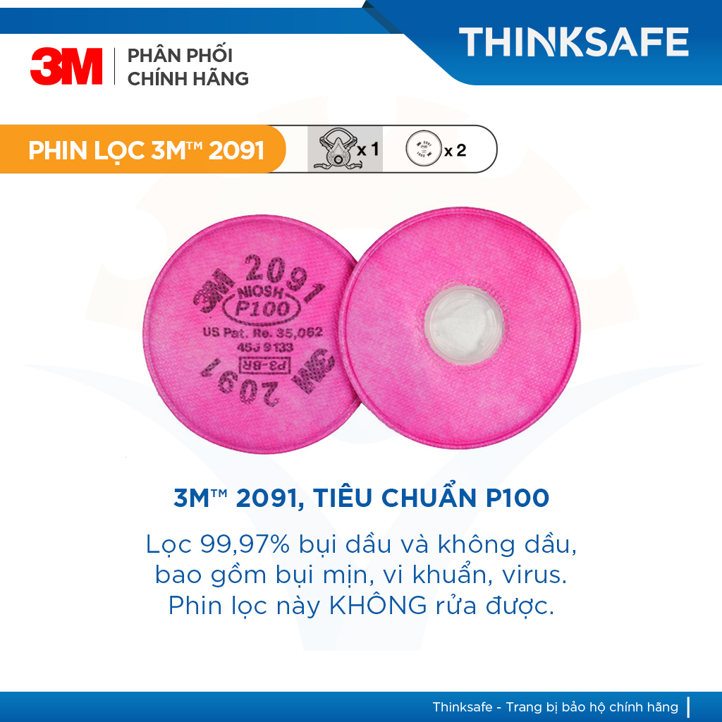 Bộ Mặt Nạ Phòng Độc 3M 6200 Kèm Phin 3M 2091 | Phòng dịch, khói hàn