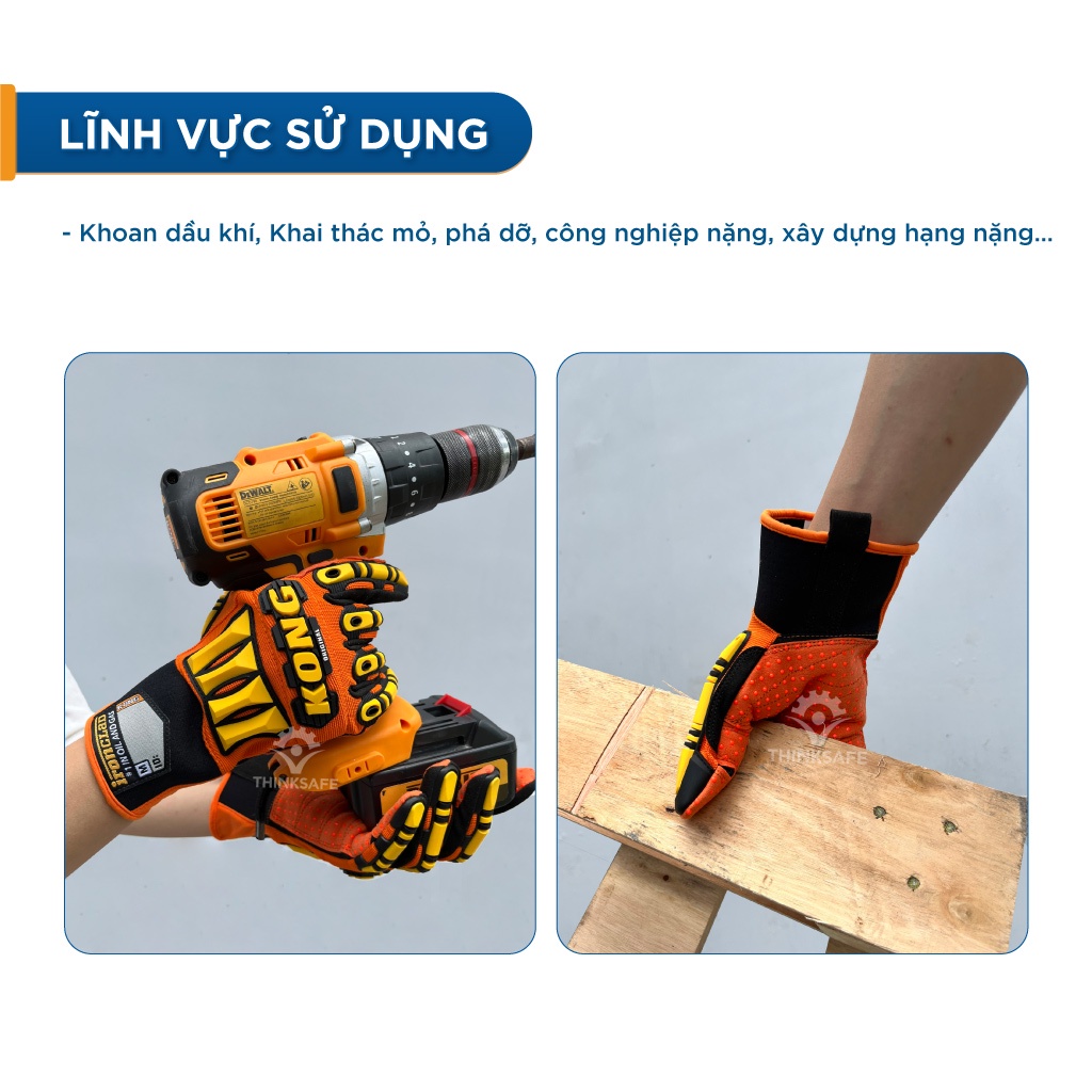 Găng tay bảo hộ chống va đập KONG Bao tay bảo hộ chống rung, chống va đập máy móc cơ khí, găng chống dập ngón